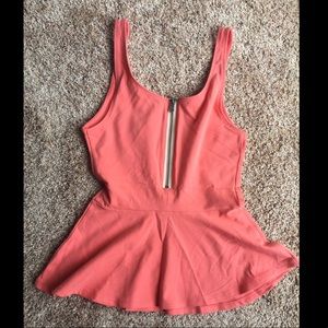 Express Peplum Coral Top